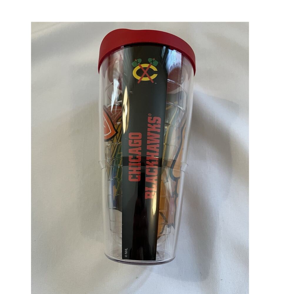 Tervis Chicago Blackhawks NHL Hockey Clear Tumbler Travel Cup w/ Red Lid
